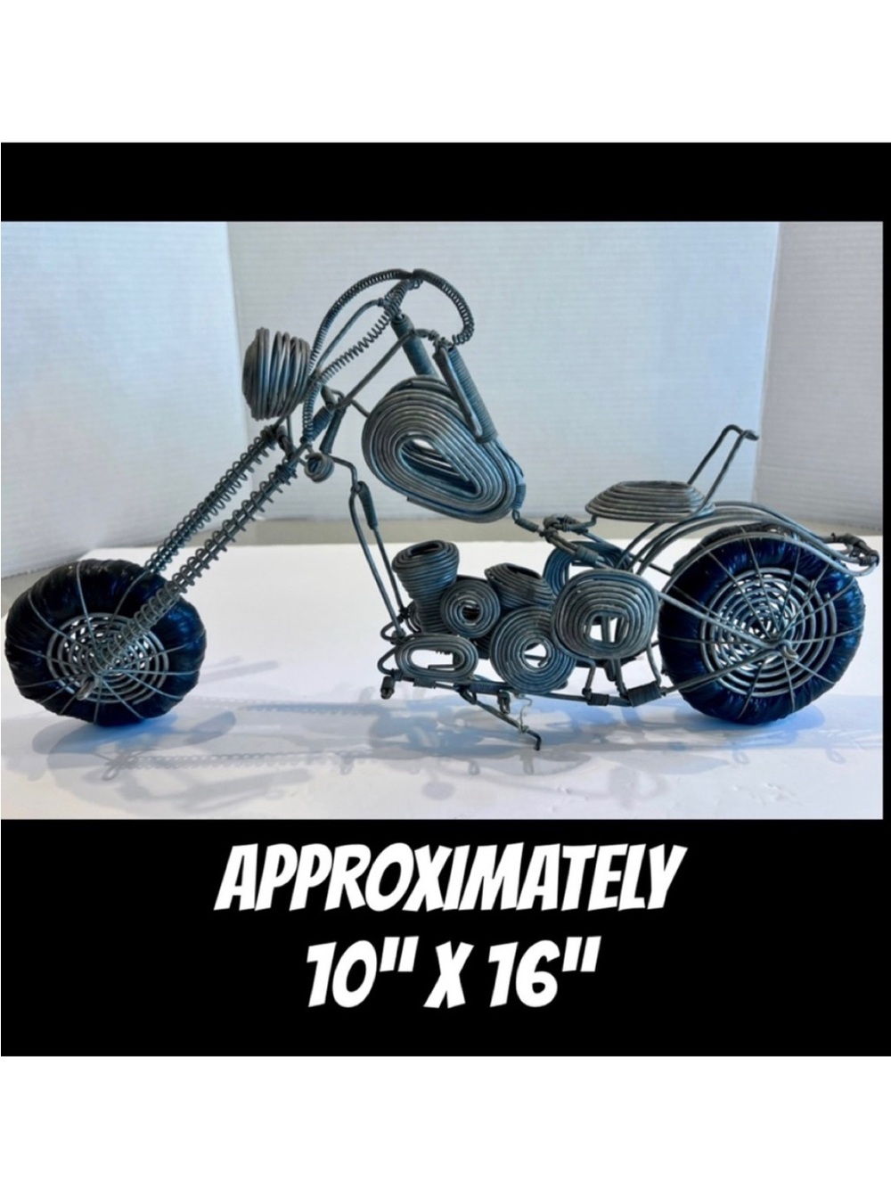 Twisted Metal Wire Art Sculpture Collectible MOTORCYCLE Approx 10”H  x 16”L